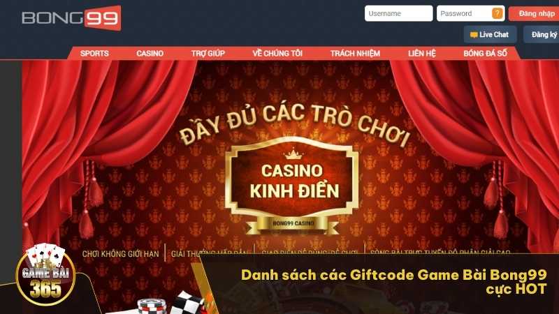 Danh sách các Giftcode Game Bài Bong99 cực HOT