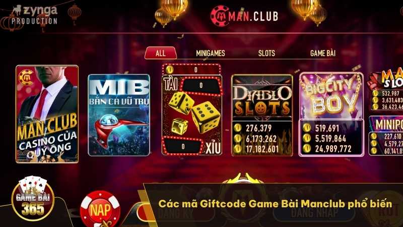 Các mã Giftcode Game Bài Manclub phổ biến 