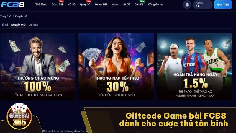 Giftcode Game bài FCB8 dành cho cược thủ tân binh