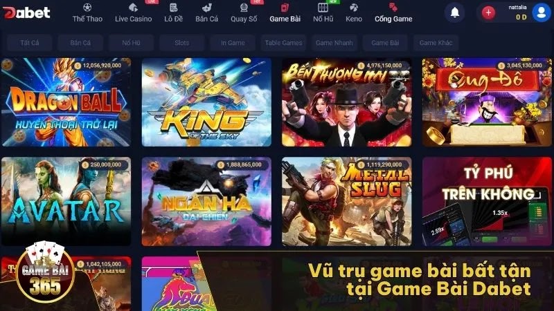 Vũ trụ game bài bất tận tại Game Bài Dabet 